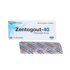 Zentogout-40 - Điều trị uric huyết mạn tính trong các tình trạng đã xảy ra sự lắng đọng urat (Hộp 2 vỉ x 10 viên)