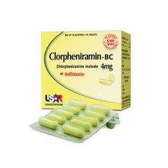 Clorpheniramin-bc 4mg - Kiểm soát các triệu chứng liên quan đến dị ứng đường hô hấp trên (Hộp 10 vỉ x 10 viên)