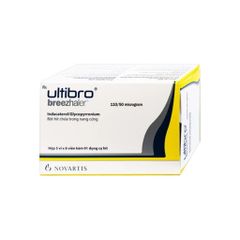 Ultibro Breezhaler 110/50mcg - Điều trị duy trì để làm giảm triệu chứng và làm giảm các đợt cấp ở bệnh nhân mắc bệnh phổi mạn tính tắc nghẽn (Hộp 5 vỉ x 6 viên kèm 1 dụng cụ hít)
