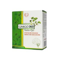 Thực phẩm bảo vệ sức khỏe GINKGO 360 NATTO Q10 - Hỗ trợ tăng cường tuần hoàn não, giảm nguy cơ hình thành cục máu đông (Hộp 10 vỉ x 10 viên)