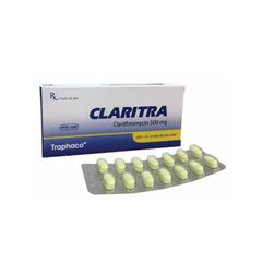Claritra 500mg - Điều trị nhiều loại bệnh nhiễm trùng do vi khuẩn như viêm tai giữa cấp tính, viêm họng (Hộp 1 vỉ x 14 viên)