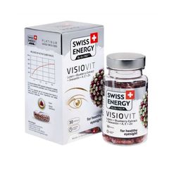 Thực phẩm bảo vệ sức khỏe Swiss Energy Visiovit - Bổ sung dưỡng chất cho mắt, hỗ trợ bảo vệ mắt và cải thiện thị lực (Hộp 1 lọ 30 viên)