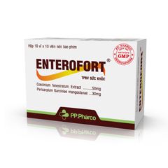 Enterofort PP.Pharco - Hỗ trợ giảm các triệu chứng đau bụng, tiêu chảy, khó tiêu do rối loạn tiêu hóa (Hộp 10 vỉ x 10 viên nén bao phim)