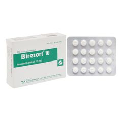 Biresort 10mg - Phòng và điều trị cơn đau thắt ngực. Điều trị suy tim sung huyết (Hộp 3 vỉ x 20 viên)