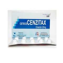 Cetecocenzitax 25mg - Kiểm soát các triệu chứng của rối loạn tiền đình bao gồm chóng mặt, ù tai, rung giật nhãn cầu, buồn nôn và nôn (Hộp 3 vỉ x 10 viên)