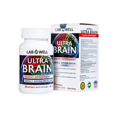 Thực phẩm bảo vệ sức khỏe Lab Well Ultra Brain - Hỗ trợ bổ sung DHA, EPA cho cơ thể, bổ cho não, tốt cho mắt và tim mạch (Hộp 1 chai x 60 viên)