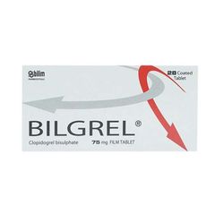 Bilgrel 75mg - Dự phòng các rối loạn do nghẽn mạch huyết khối (Hộp 2 vỉ x 14 viên)