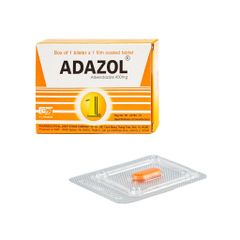 Adazol 400mg - Chỉ định trong nhiễm ký sinh trùng đường ruột (Hộp 1 vỉ x 1 viên)