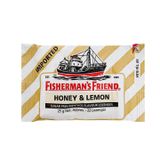 Kẹo cay con tàu Fisherman's Friend (không đường) vị menthol hương chanh mật ong (Gói 25g)