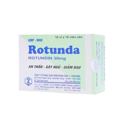 Rotunda 30mg - An thần, điều trị mất ngủ, giảm đau (Hộp 10 vỉ x 10 viên)