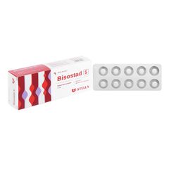 Bisostad 5mg - Kiểm soát tăng huyết áp và đau thắt ngực, phối hợp trị liệu trên bệnh nhân suy tim mạn tính ổn định (Hộp 3 vỉ x 10 viên)