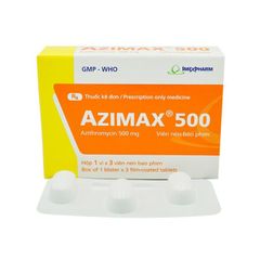 Azimax 500 - Điều trị các nhiễm khuẩn (Hộp 1 vỉ x 3 viên)