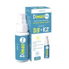 Dimao Pro Oral Spray - Hỗ trợ bổ sung vitamin D và vitamin K2 cho cơ thể, giúp tăng cường hấp thu canxi (Hộp 1 chai 25ml)