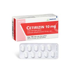 Cetirizin 10 mg (Imexpharm) - Giảm các triệu chứng của viêm mũi dị ứng, mày đay vô căn mạn tính (Hộp 10 vỉ x 10 viên)