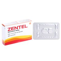 Zentel 200mg - Điều trị nhiễm giun đường ruột (Hộp 01 vỉ x 02 viên)