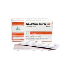 Paracetamol Boston 500mg - Điều trị các chứng đau và sốt từ nhẹ đến vừa (Hộp 10 vỉ x 10 viên)