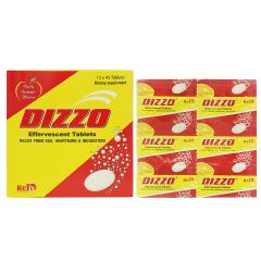 DIZZO ORANGE EFFERVESCENT TAB - Hỗ trợ tiêu hóa, hỗ trợ làm giảm triệu chứng đầy hơi, ợ hơi, khó tiêu (Hộp 12 vỉ x 4 viên)
