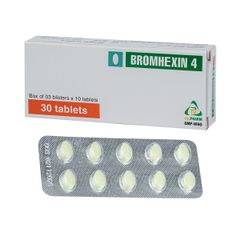 Bromhexin 4mg - Điều trị  viêm phế quản cấp tính, đợt cấp tính của viêm phế quản mạn tính (Hộp 3 vỉ x 10 viên)