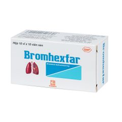 Bromhexfar 8mg - Giảm độ nhớt của đàm trong đường hô hấp, tăng cường tan đờm, điều trị viêm phế quản (Hộp 10 vỉ x 10 viên)