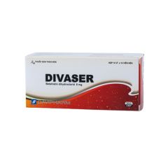 Divaser 8mg - Điều trị hội chứng Ménière, chóng mặt do tiền đình (Hộp 10 vỉ x 10 viên)