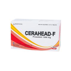 Cerahead-F 1200mg - Điều trị triệu chứng chóng mặt, sa sút trí tuệ do nhồi máu não, đột qụy thiếu máu cục bộ cấp (Hộp 6 vỉ x 10 viên)