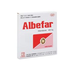 Albefar 400mg - Trị giun đũa, giun móc, giun kim, giun lươn (Hộp 1 vỉ x 1 viên)