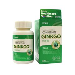 Thực phẩm bảo vệ sức khỏe Condition Ginkgo Inno.N - Hỗ trợ tăng tuần hoàn và lưu thông máu, hỗ trợ cải thiện trí nhớ (Hộp 1 lọ 60 viên)