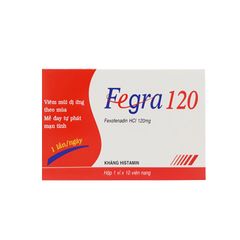 Fegra 120mg - Điều trị viêm mũi dị ứng theo mùa, mề đay tự phát mạn tính (Hộp 1 vỉ x 10 viên)