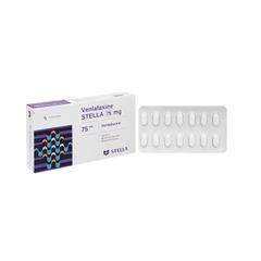 Venlafaxine Stella 75mg - Điều trị các cơn trầm cảm nặng, rối loạn lo âu (Hộp 2 vỉ x 14 viên)