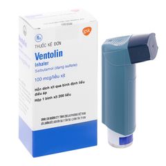 Ventolin Inhaler 100mcg/liều xịt - Có tác dụng làm giãn cơ trơn phế quản (Hộp 1 bình xịt 200 liều)