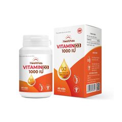 Healthza Vitamin D3 1000IU - Hỗ trợ tăng cường hấp thu calci giúp xương chắc khỏe (Hộp 60 viên)