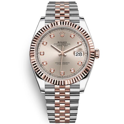  Đồng Hồ Rolex Datejust 41 126331 tia hồng Mặt Số Sundust - Cọc số Kim Cương 