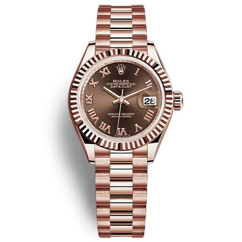  ROLEX LADY DATEJUST 279175 ROSE GOLD DIAL CHOCOLATE 28MM - CỌC SỐ ROMAN 