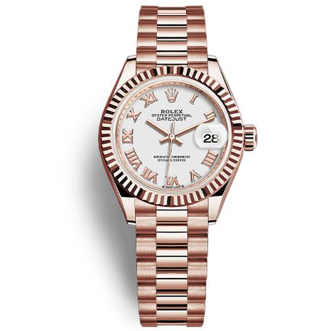  ROLEX LADY DATEJUST 279175 ROSE GOLD DIAL WHITE 28MM - CỌC SỐ ROMAN 