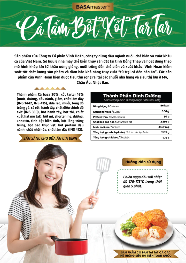CÁ BASA TẨM BỘT XỐT TAR TAR (300G/500G)