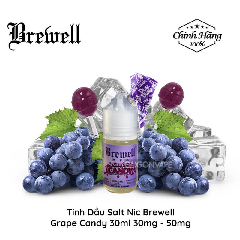  Brewell Grape Candy Salt 30ml Tinh Dầu Vape Mỹ Chính Hãng 