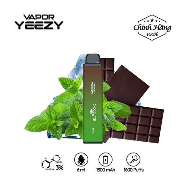 Vapor Yeezy NESS 1800 Hơi Chocolate Mint Vape Pod 1 Lần Chính Hãng