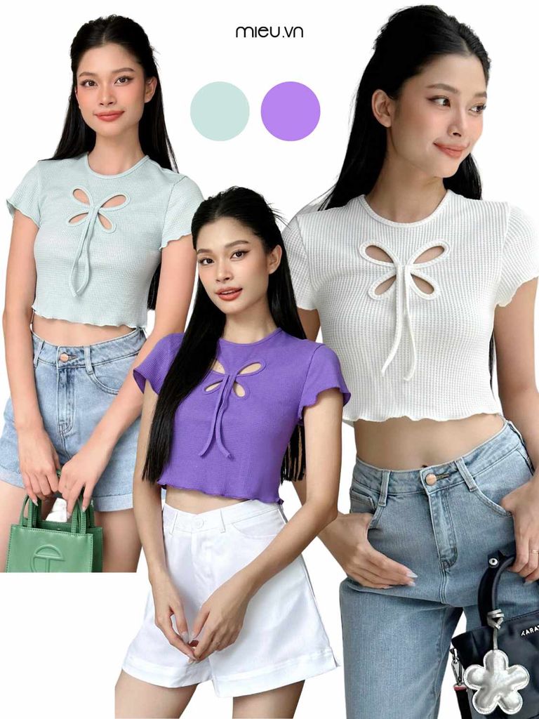 Áo thun Croptop Cut Out Cánh Bướm - KJL02