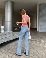 Quần jeans ống pas xẻ lai - JN18