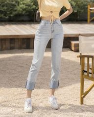 Jeans ống đứng gập lai to - GN13