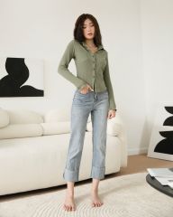 Jeans ống đứng gập lai to - GN13