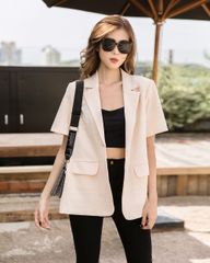 Áo blazer bố tay ngắn - HO06