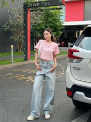 Áo Thun Croptop Cổ Tròn Đính Nơ - KD01