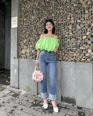 Jeans ống đứng gập lai to - GN13