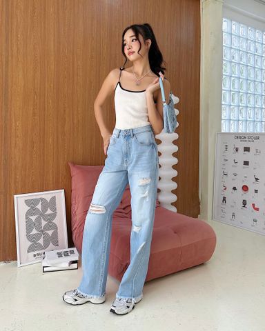 Quần Jeans Rách Form Suông - KJL03