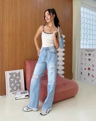 Quần Jeans Rách Form Suông - KJL03