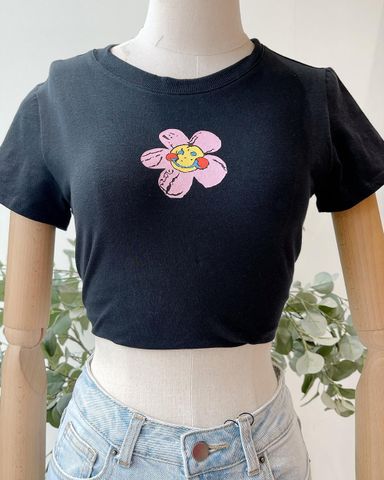 Áo thun croptop in hoa - JM16