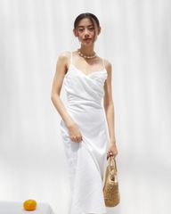 Đầm Sheath Linen Kiểu chéo ngực khoét lưng - KA15