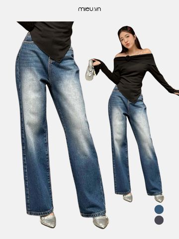 Jeans Ống Suông Dài Túi Đắp Sau Lớn - LJ01