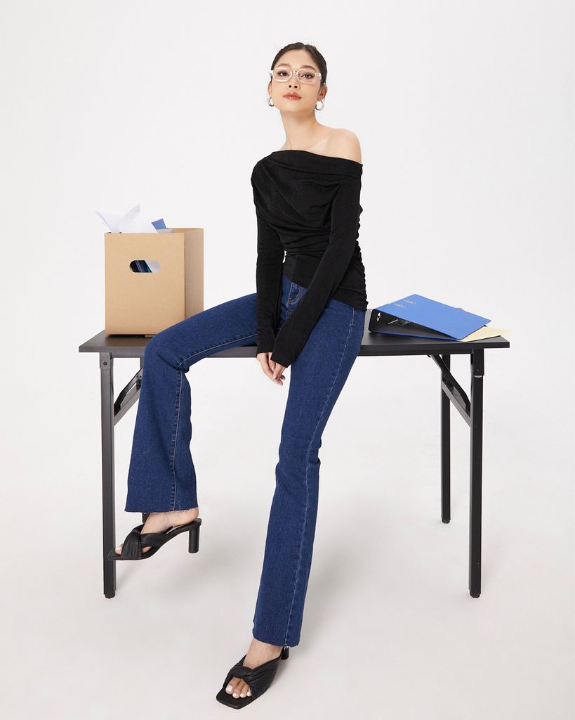 Quần jeans ống loe cắt lai - KJ10